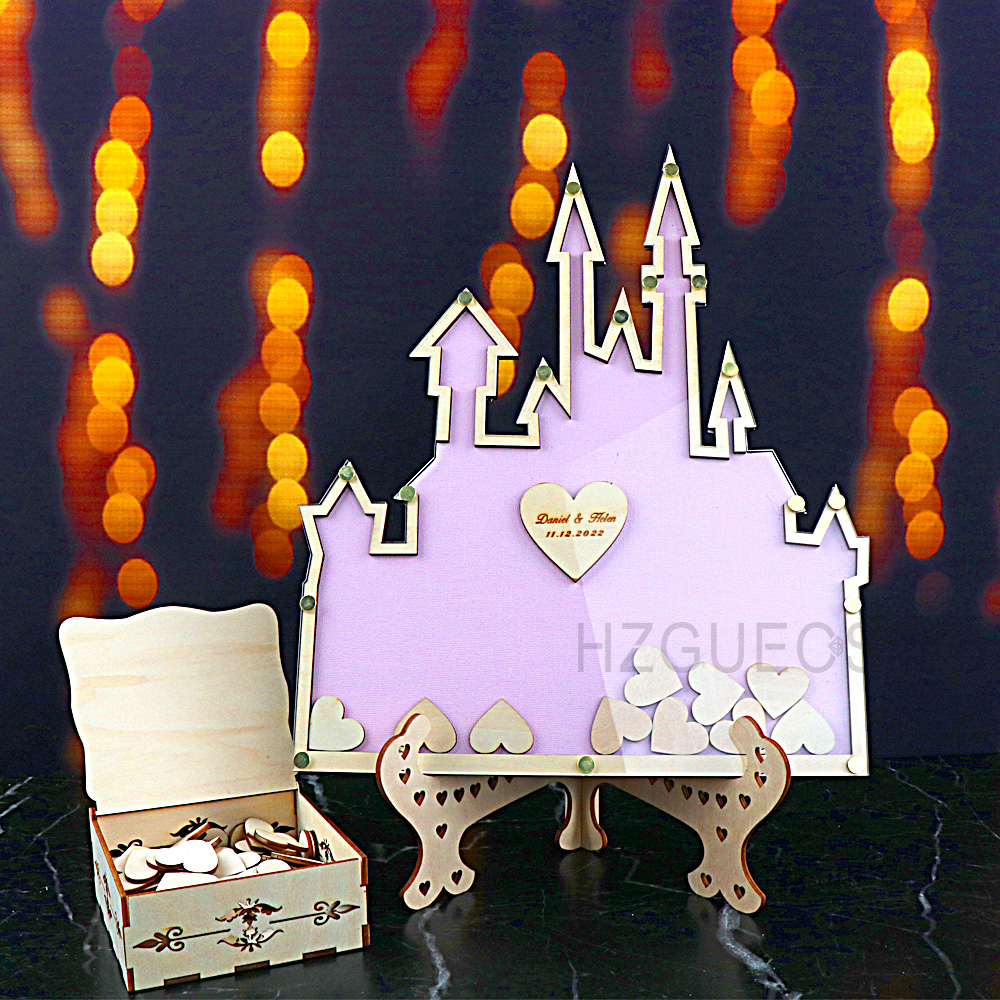 Wedding Favor Box - Personalized Castle Guest Book Wedding Drop
