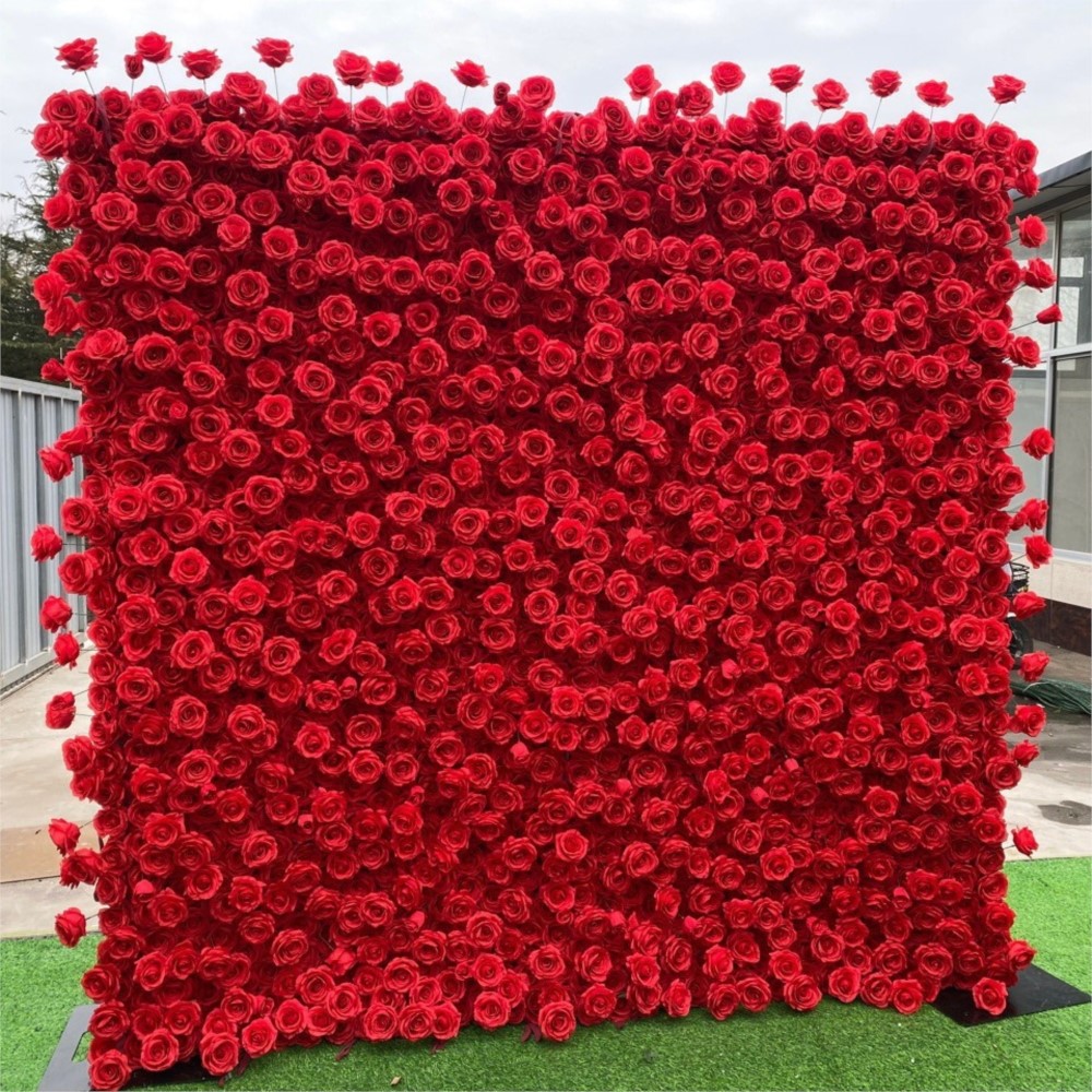 Uflower Red Rose 5D Cloth Flow - Wedding Backdrop Curtain ulasan dan harga