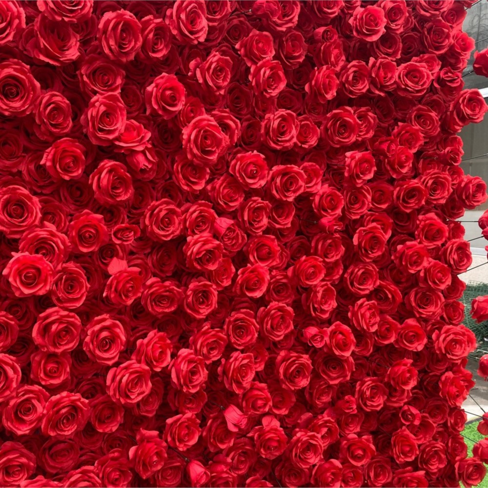Uflower Red Rose 5D Cloth Flow - Wedding Backdrop Curtain ulasan dan harga