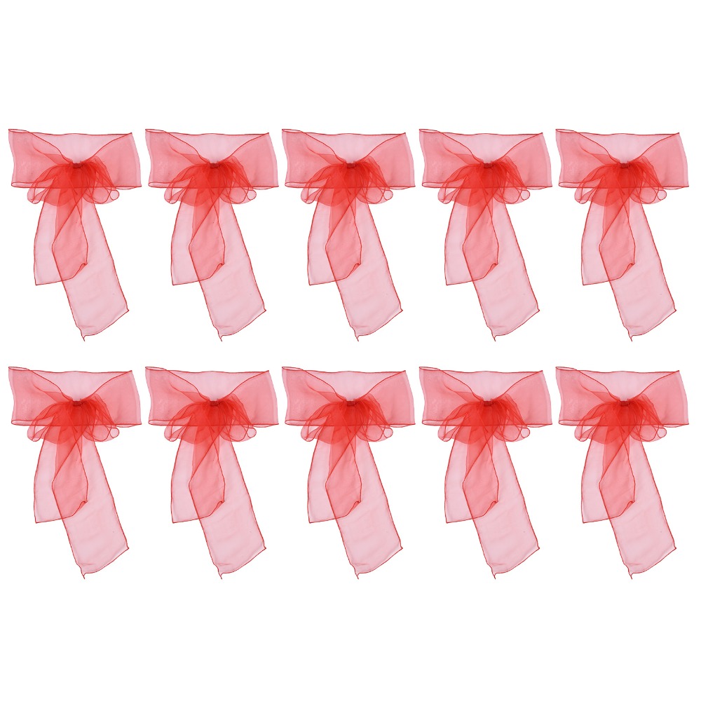 10Pcs Blue, red, yellow, purpl - Chair Sash Organza ulasan dan harga