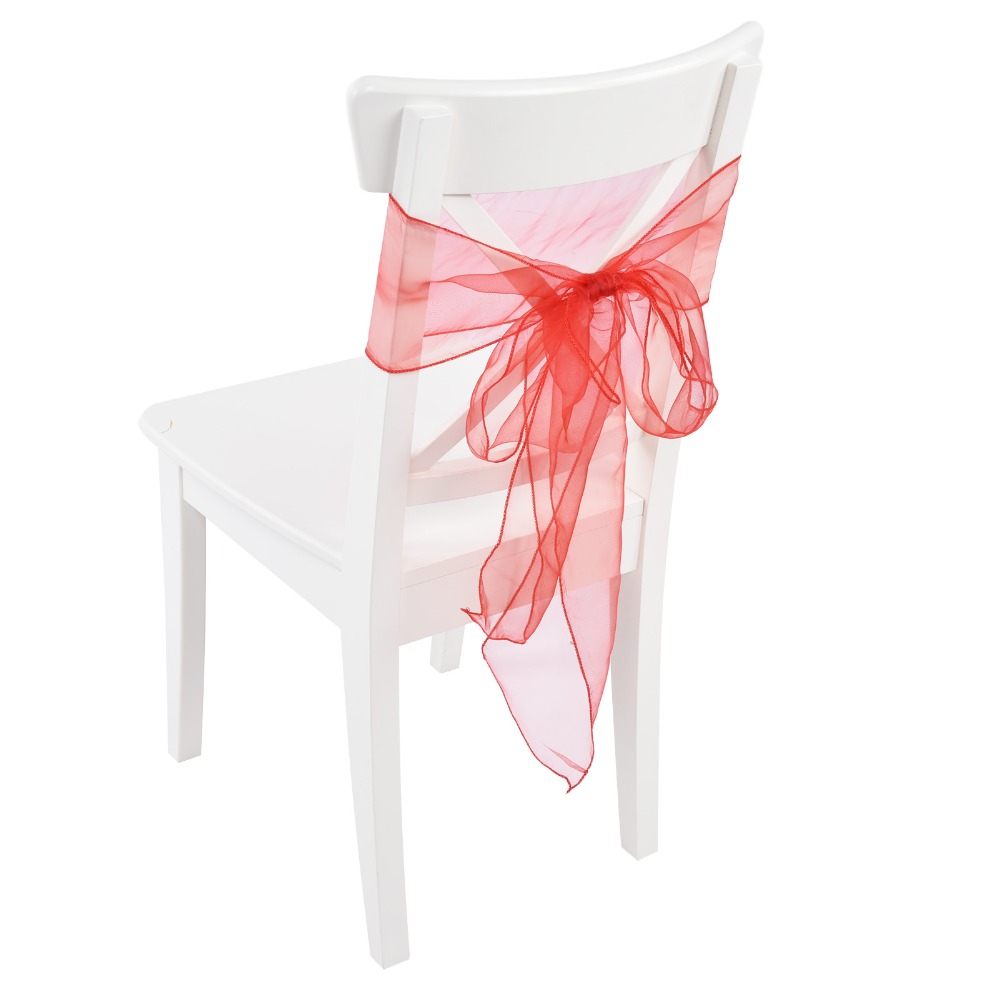 10Pcs Blue, red, yellow, purpl - Chair Sash Organza ulasan dan harga