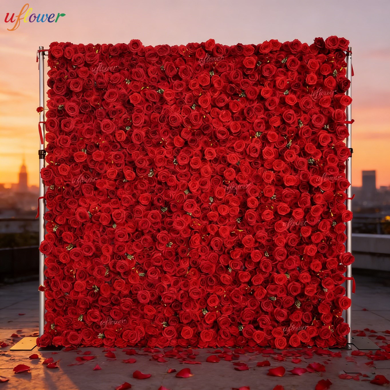 Uflower Red Rose Artificial Fl - Wedding Backdrop Curtain ulasan dan harga