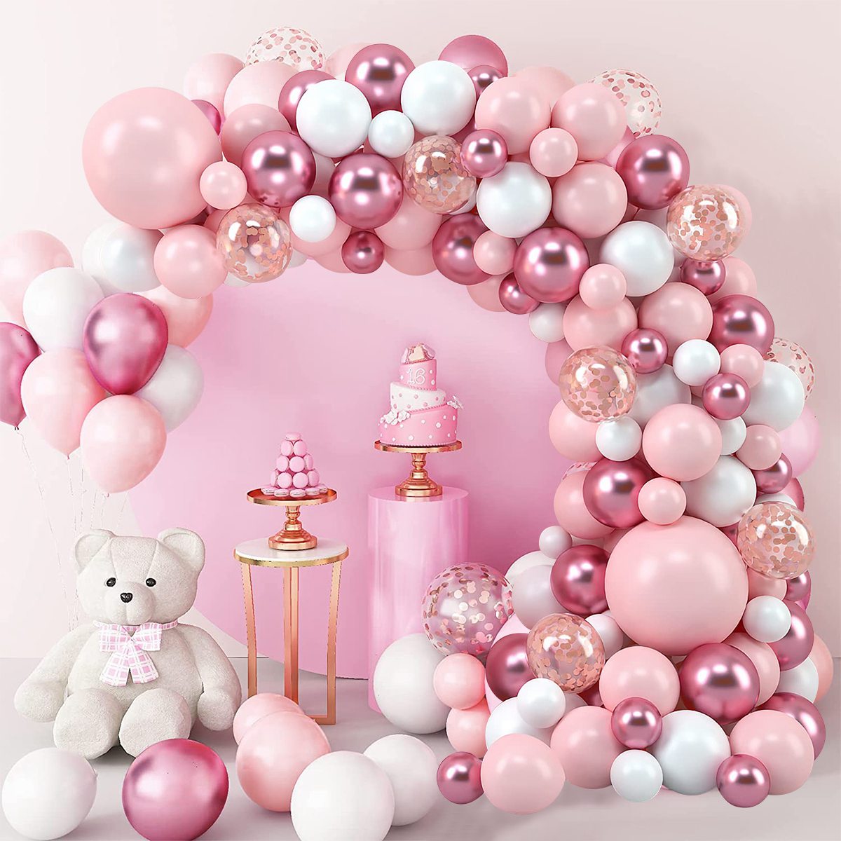 Pink Macaron Balloons Garland  - Wedding Day Supply Kit ulasan dan harga