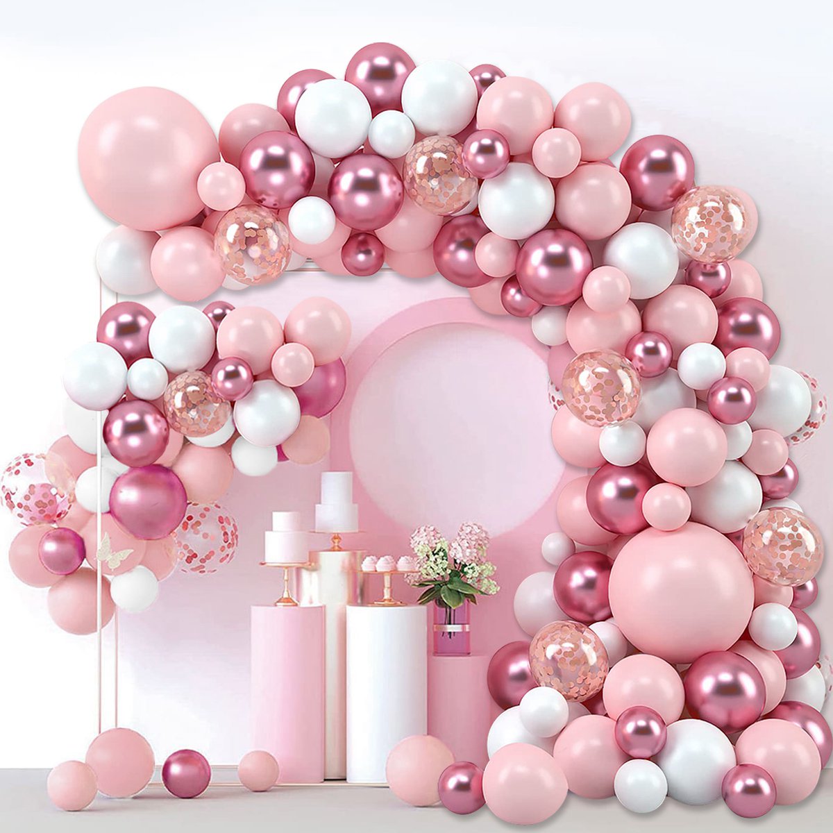 Pink Macaron Balloons Garland  - Wedding Day Supply Kit ulasan dan harga
