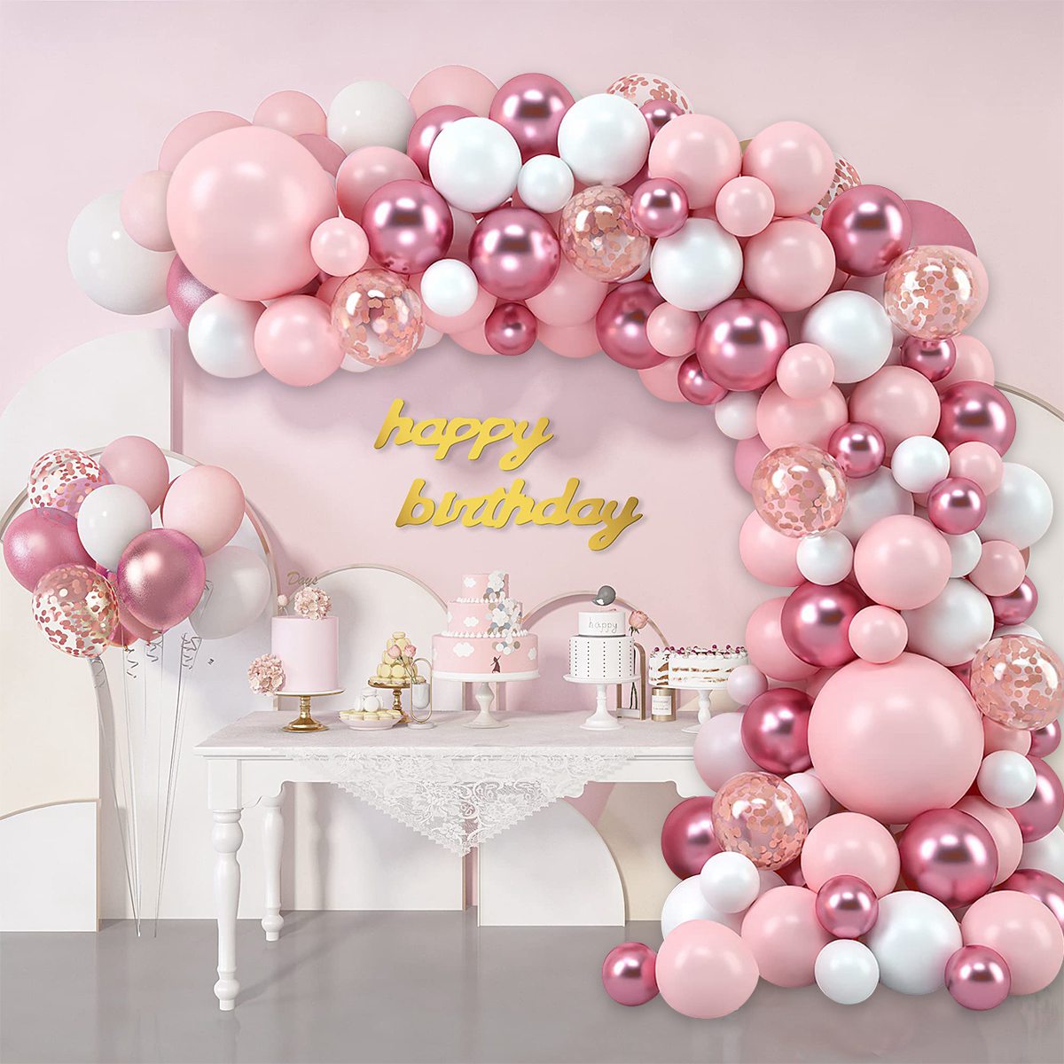 Pink Macaron Balloons Garland  - Wedding Day Supply Kit ulasan dan harga