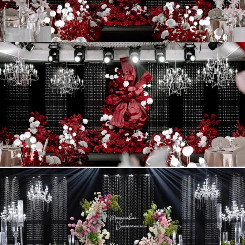 Wedding Hollow Crystal Strings - Wedding Backdrop Curtain ulasan dan harga