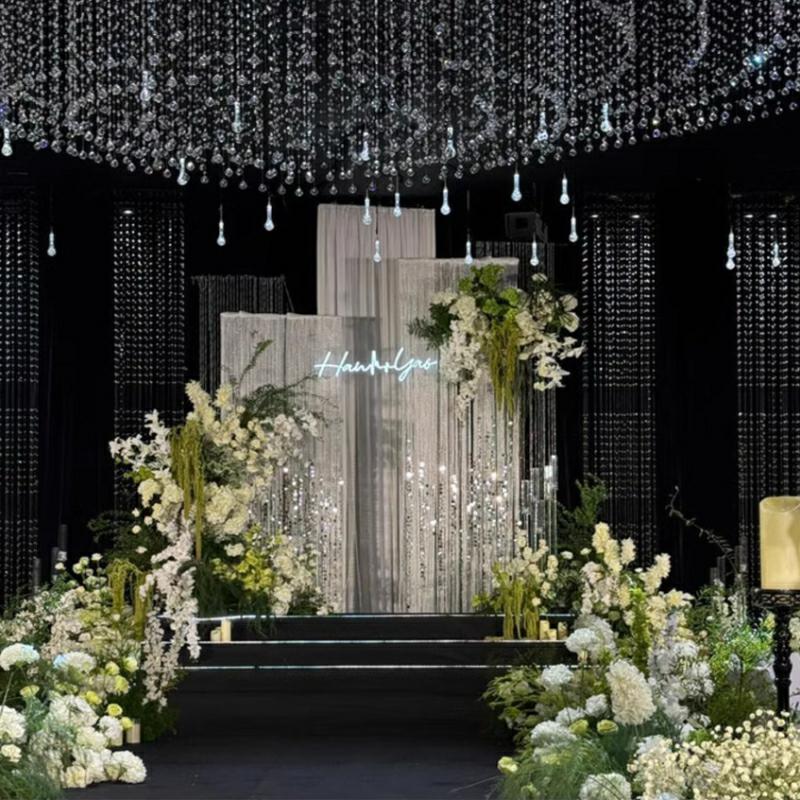 Wedding Hollow Crystal Strings - Wedding Backdrop Curtain ulasan dan harga