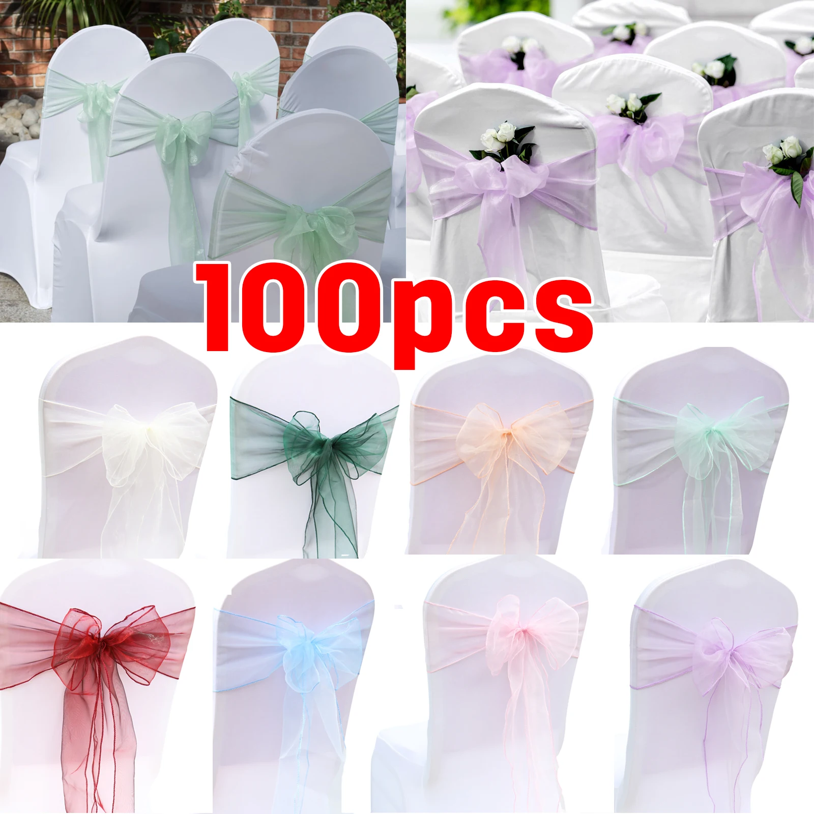 10/50/100PCS 17x275cm Organza  - Chair Sash Organza ulasan dan harga