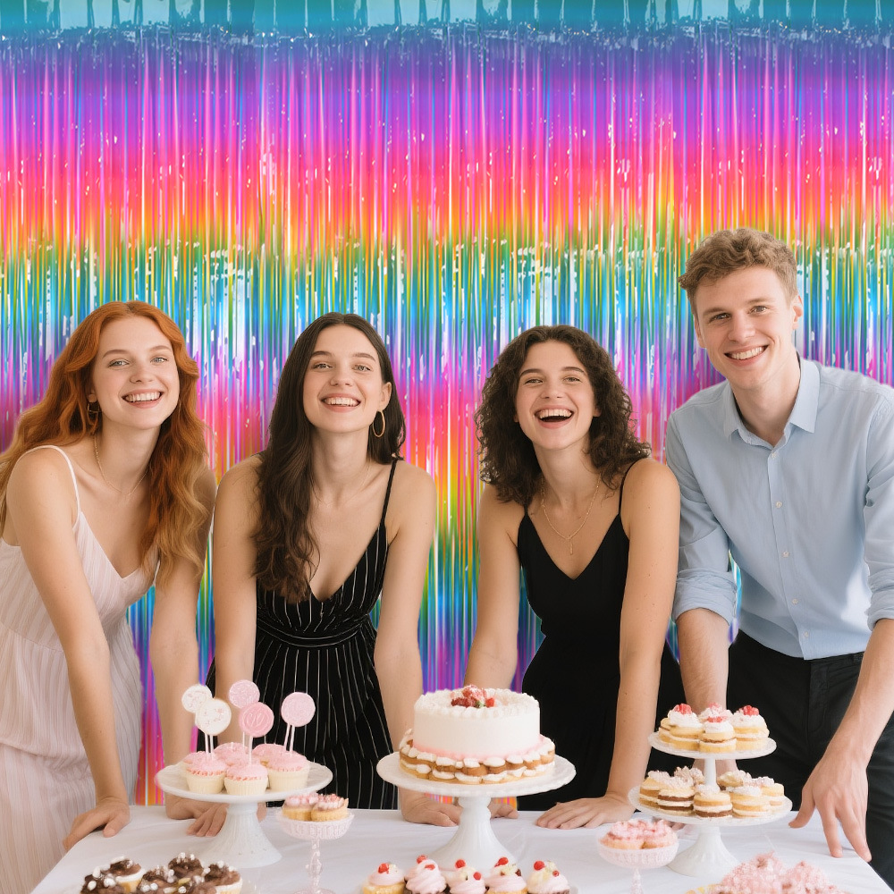Rainbow Foil Fringe Curtain Ma - Wedding Backdrop Curtain ulasan dan harga