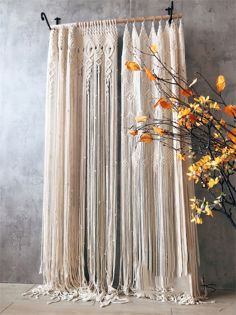 Hand-woven Bohemia Macrame Cot - Wedding Backdrop Curtain ulasan dan harga