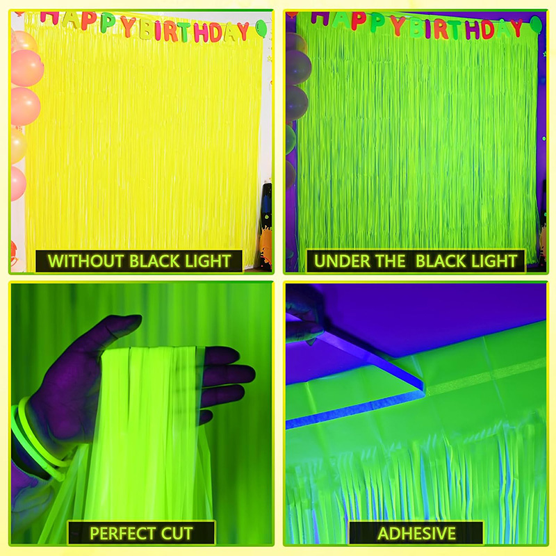 Glow Party Neon Foil Fringe Cu - Wedding Backdrop Curtain ulasan dan harga