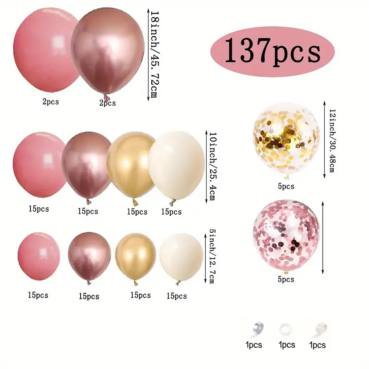 137pcs Vintage Pink Rose White - Wedding Day Supply Kit ulasan dan harga
