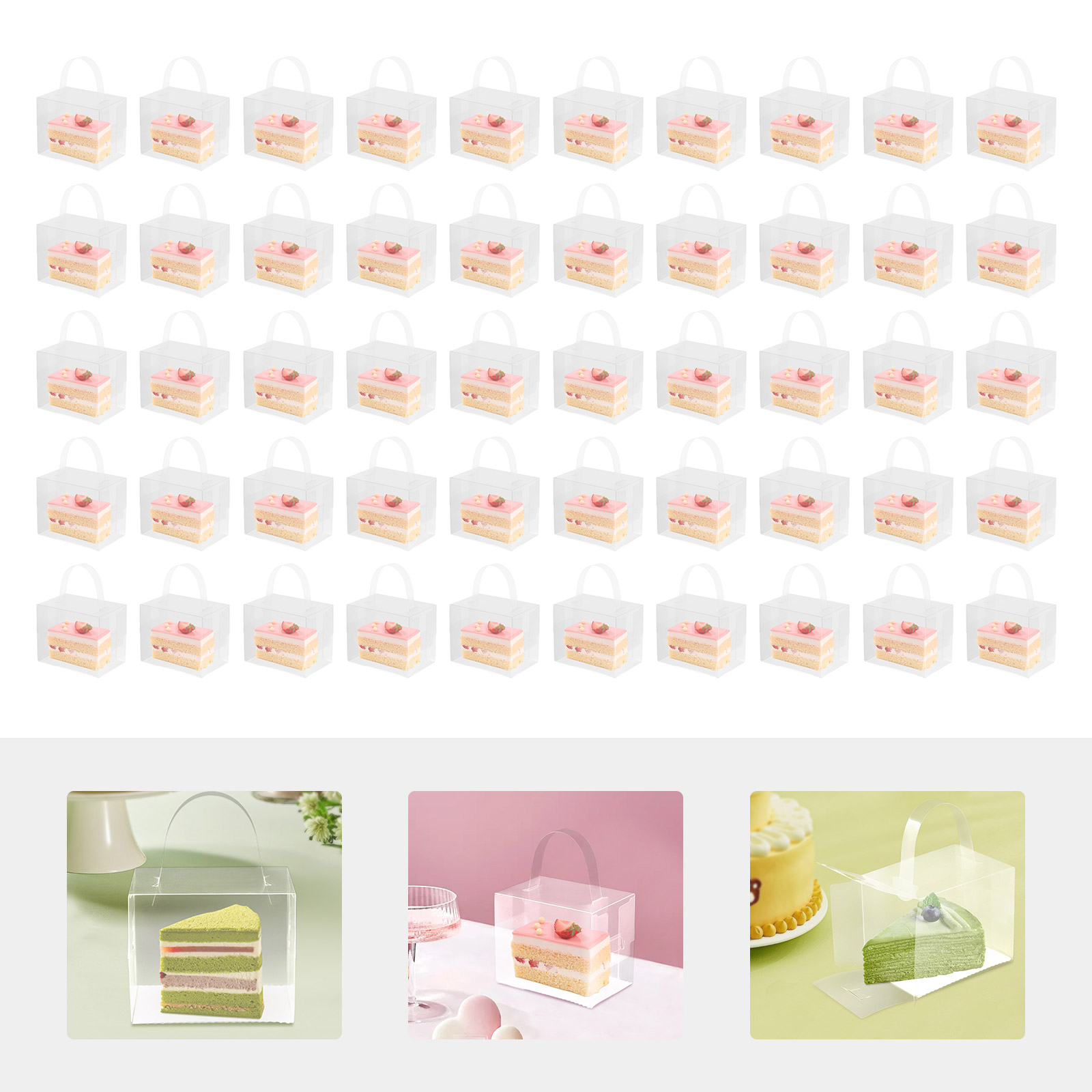 50 Pcs Clear Cake Boxes Set, P - Wedding Favor Box ulasan dan harga
