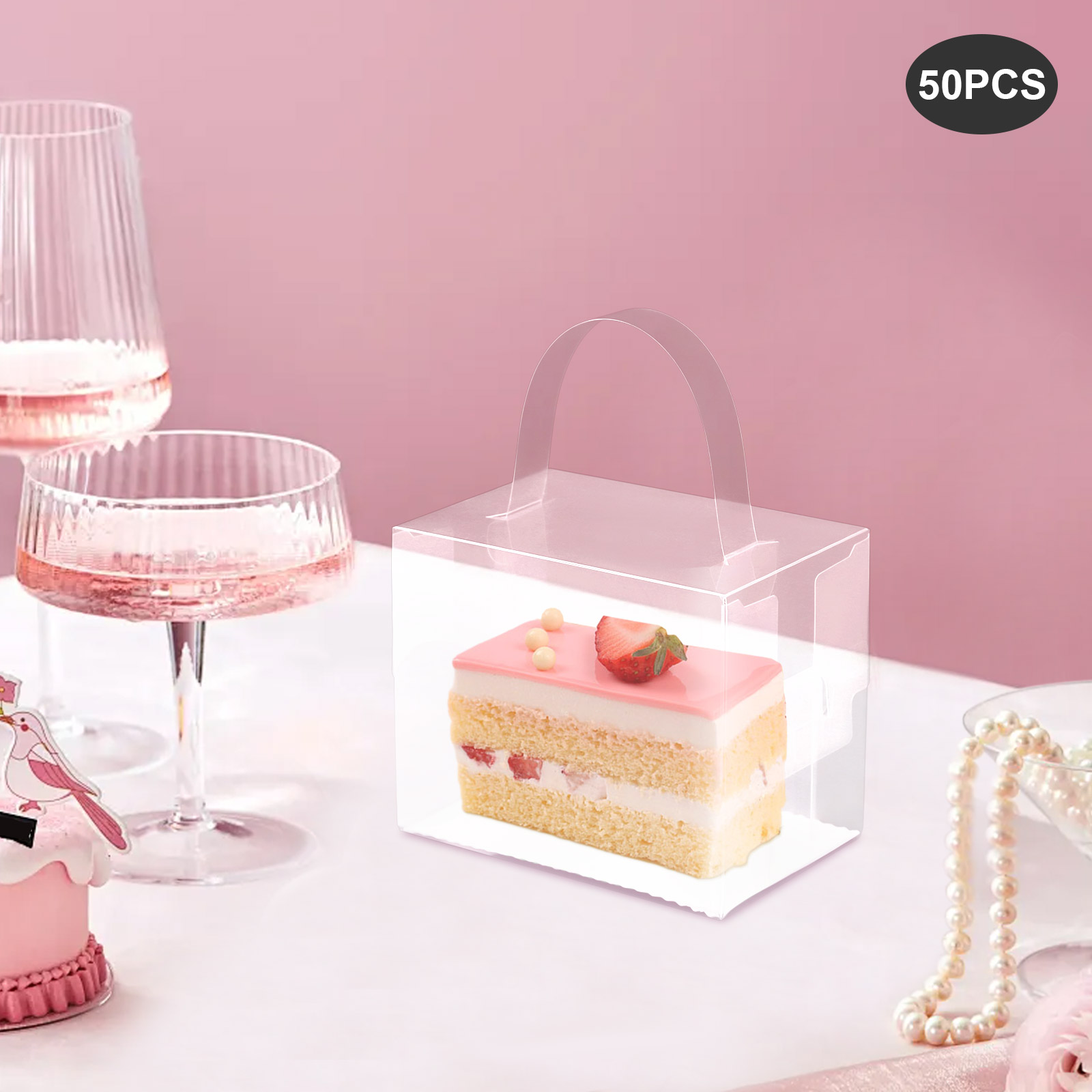 50 Pcs Clear Cake Boxes Set, P - Wedding Favor Box ulasan dan harga