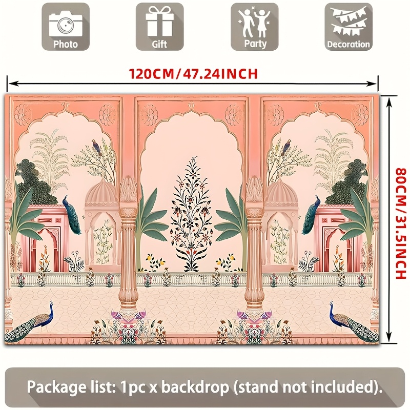 Ornate Mughal Floral Peacock B - Wedding Backdrop Curtain ulasan dan harga