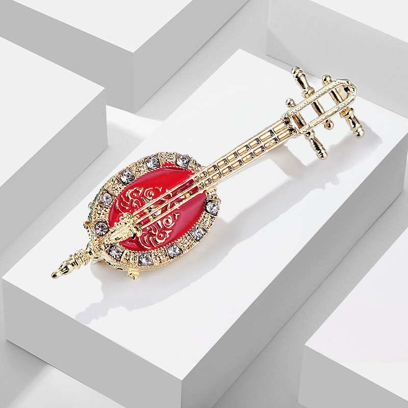 Antique Lute Red Enamel Brooch - Suit Supply Wedding Party ulasan dan harga