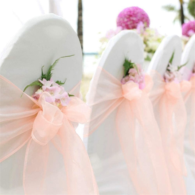 10/50/100PCS Wedding Chair Dec - Chair Sash Organza ulasan dan harga