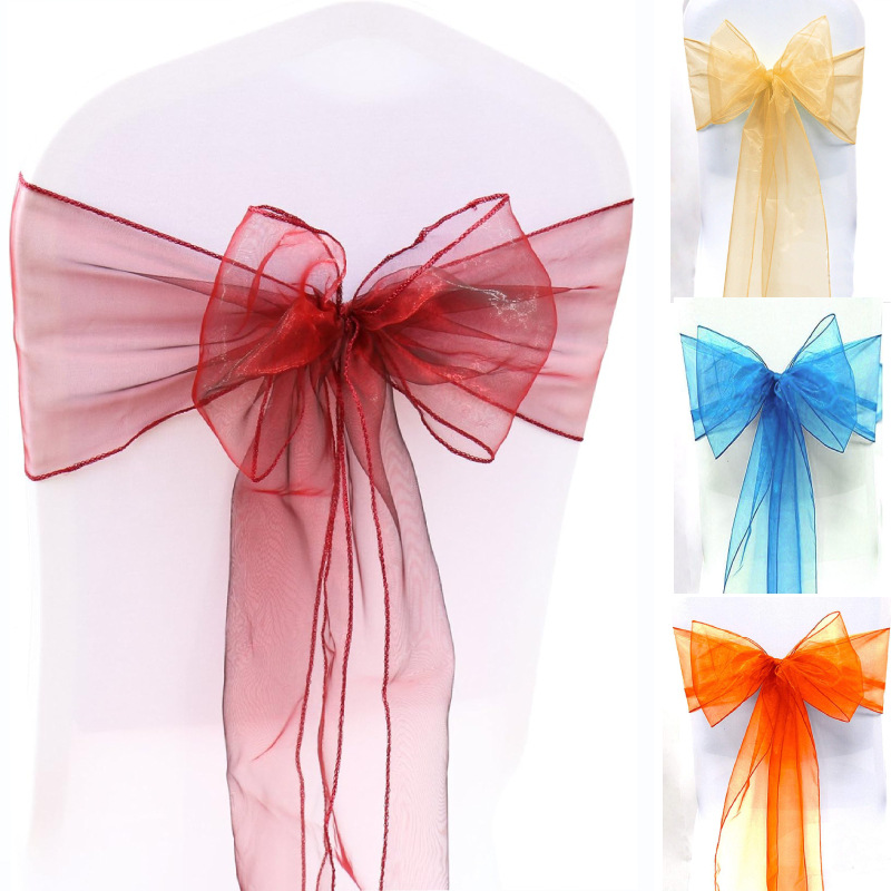 10/50/100PCS Wedding Chair Dec - Chair Sash Organza ulasan dan harga