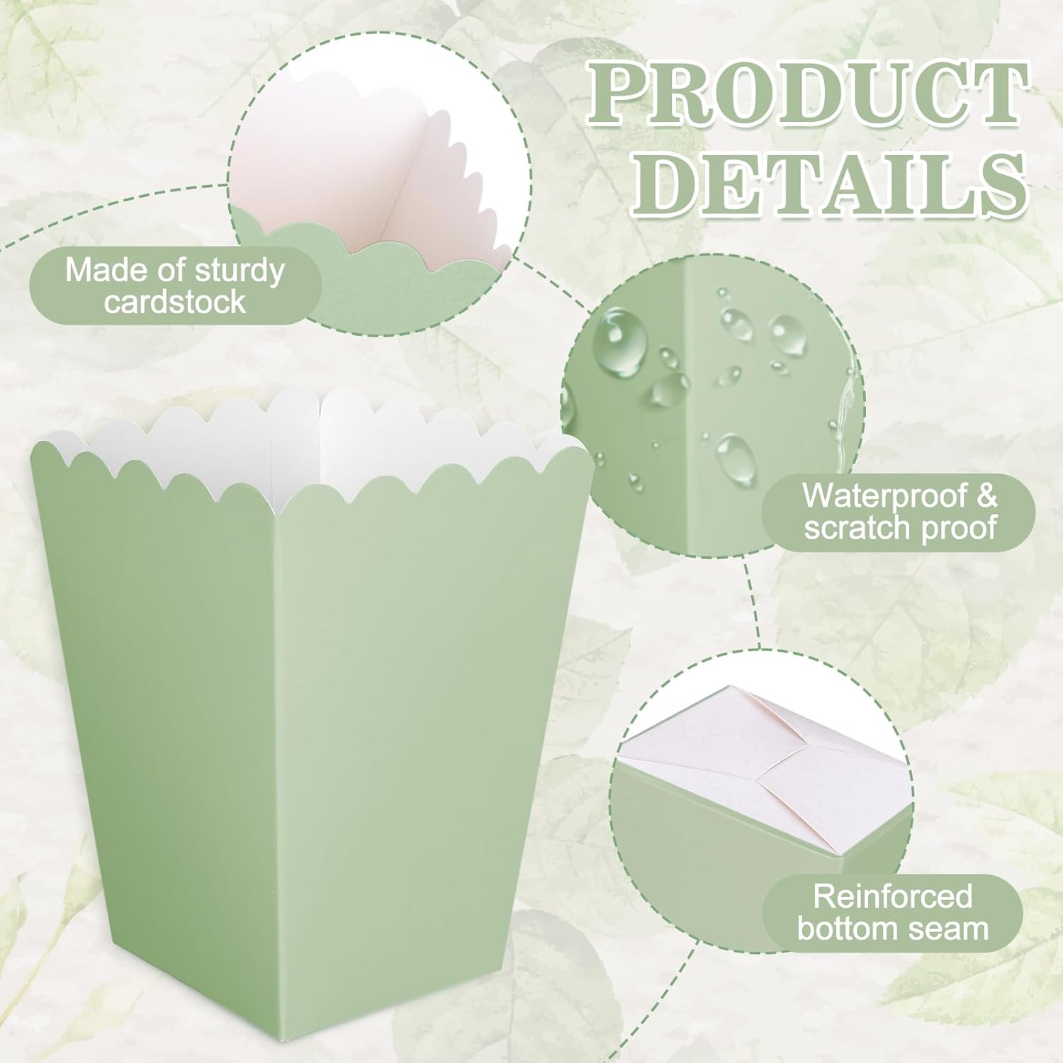 12 pcs  Sage Green Mini Popcor - Wedding Favor Box ulasan dan harga
