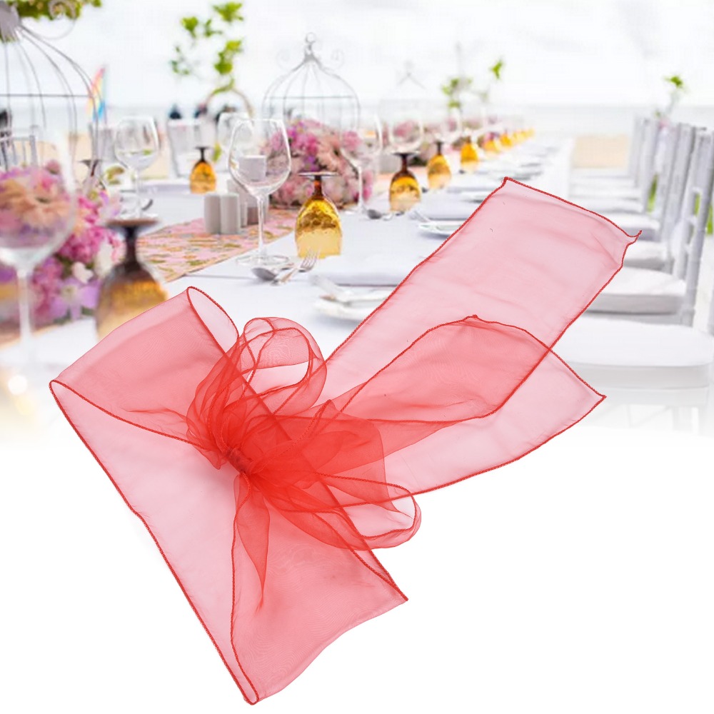 10Pcs Blue, red, yellow, purpl - Chair Sash Organza ulasan dan harga