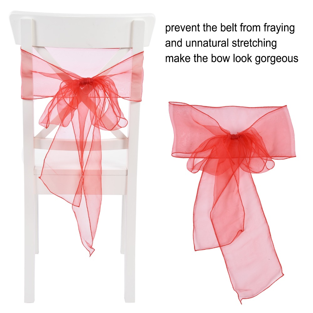 10Pcs Blue, red, yellow, purpl - Chair Sash Organza ulasan dan harga
