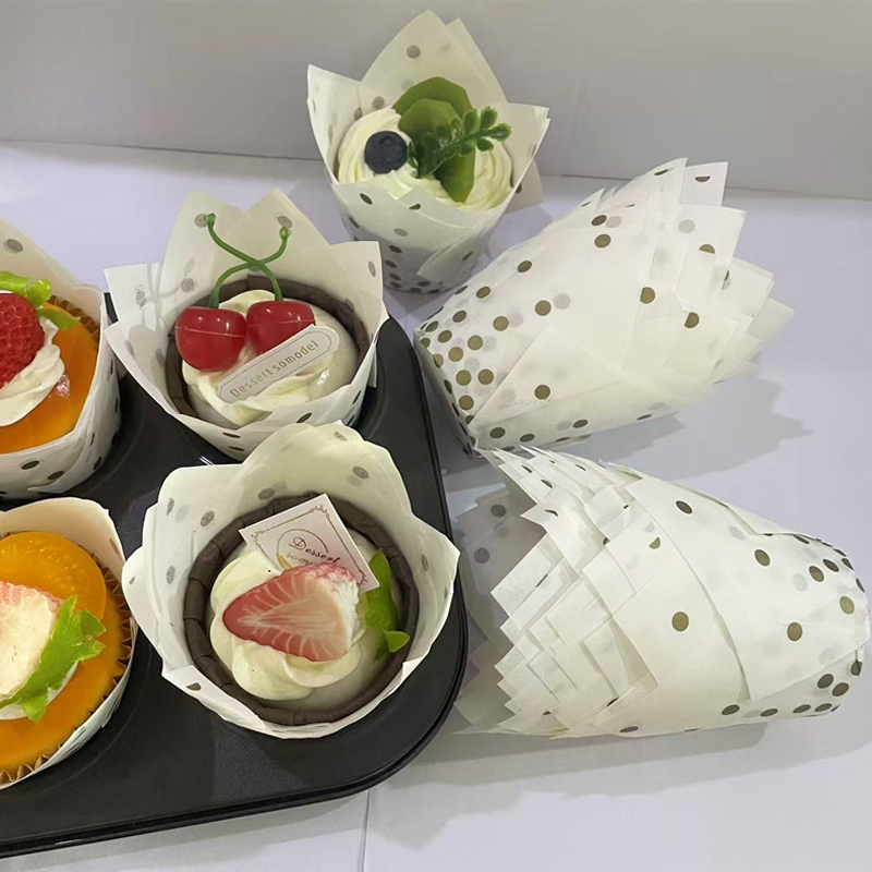 50Pcs/100Pcs Gold Dot Tulip Ca - Wedding Cake Supply ulasan dan harga