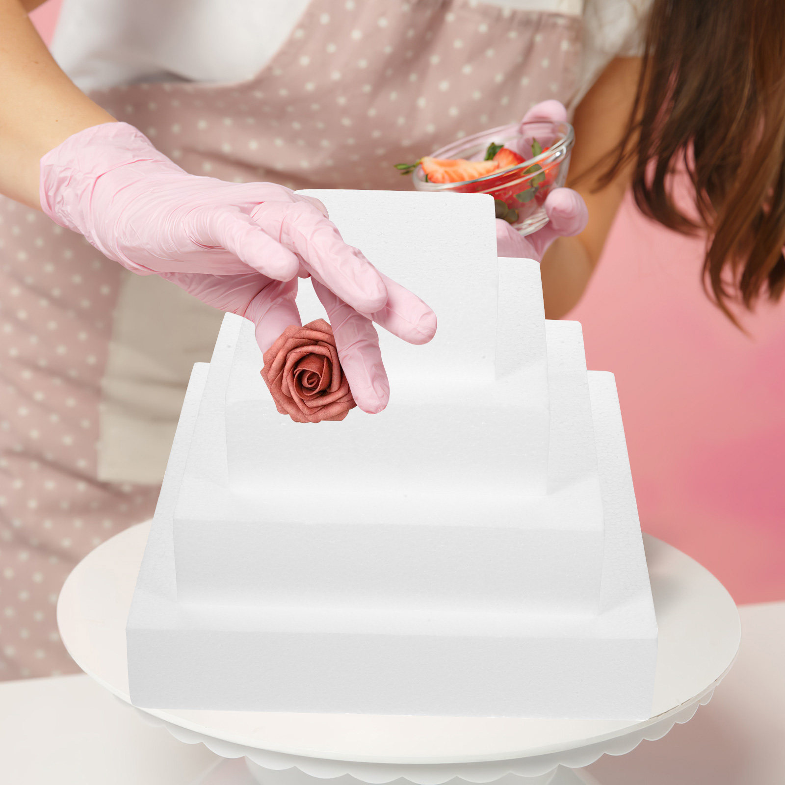 4Pcs Cake Dummy White DIY Deco - Wedding Cake Supply ulasan dan harga